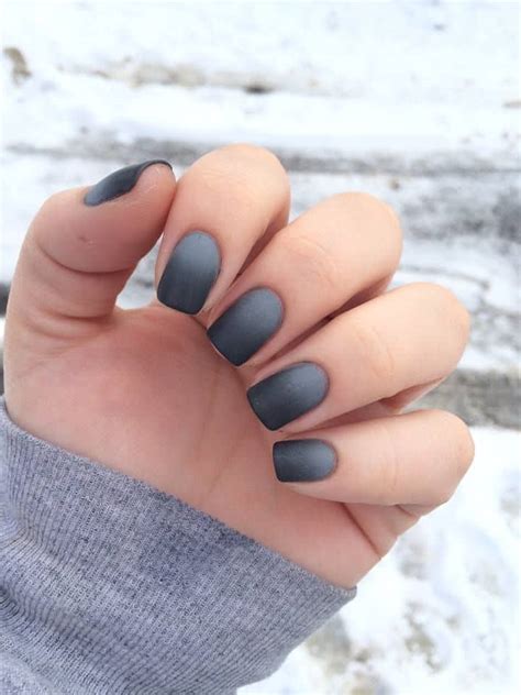 matte winter nails|matte gray nails.